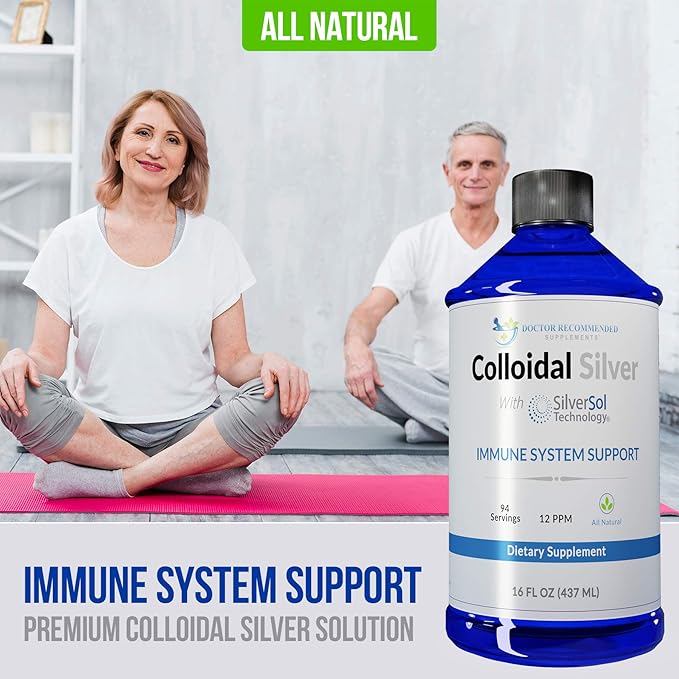 Colloidal Silver Liquid - 12 PPM Premium Silver Solution, 60 MCG Per Serving, All Natural, Vegan Immune System Support, Ionic Silver Water Daily Mineral Supplement (3-16 Fl oz Bottles)