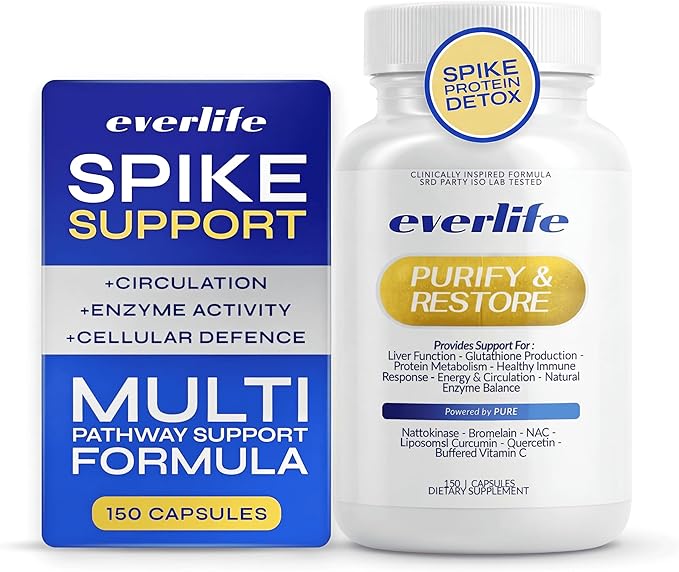 Everlife Spike Protein & Liver Detox Support Supplement - Liposomal Curcumin with NAC, Quercetin, Bromelain & Buffered Vitamin C – Circulation, Antioxidant & Immune Support Blend – 150 Capsules