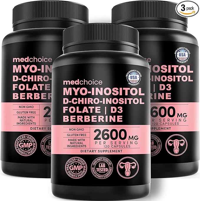 14-in-1 Women’s Inositol Complex Supplement – 40:1 Myo & D-Chiro Inositol with Folate, Vitamin D3, Zinc, Magnesium & Botanicals for Hormone & Feminine Wellness Support – (120 Capsules) (Pack of 3)