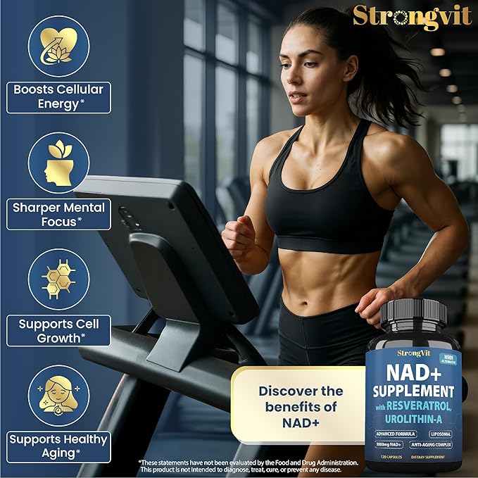 NAD Resveratrol Supplement for Women & Men. Support Cellular Health, Energy + Healthy Aging. High Potency Blend, Plus Third-Party Lab Tested in USA (120 Capsules)