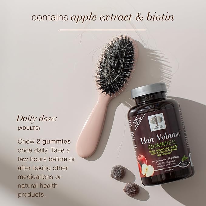 New Nordic Hair Volume Gummies - Biotin Supplement for Hair Growth - Contains Horsetail, Millet & Zinc - Supports Healthy Growth & Strength - 60 Vegan Gummies (Pack of 2)