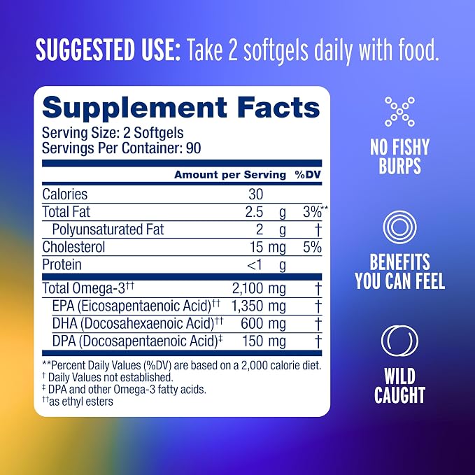 Oceanblue Professional Omega-3 2100 – 180 ct – Triple Strength Burpless Fish Oil Supplement with High-Potency EPA, DHA, DPA – Wild-Caught – Orange Flavor (90 Servings)