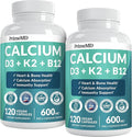 4-in-1 Calcium Supplements for Women and Men - Calcium with Vitamin D3 K2 5000 IU Supplement, 601mg per Serving for Heart, Bones & Body Defenses - Gluten-Free, Vegan-Friendly (240 ct)