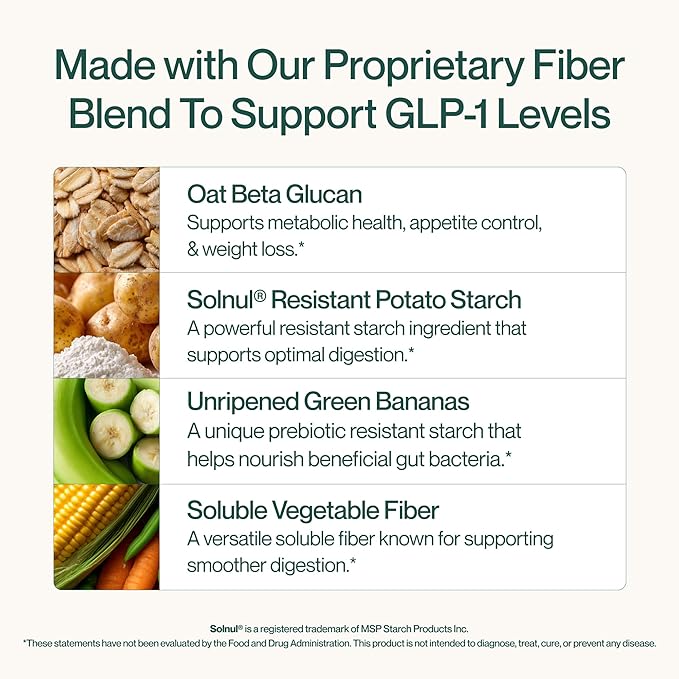 Supergut GLP1 Daily Support - Raspberry Lemon - High Fiber GLP-1 Supplement Powder for Women & Men - Sugar-Free Drink Mix for Gut Health & Digestive Support (18 Servings)