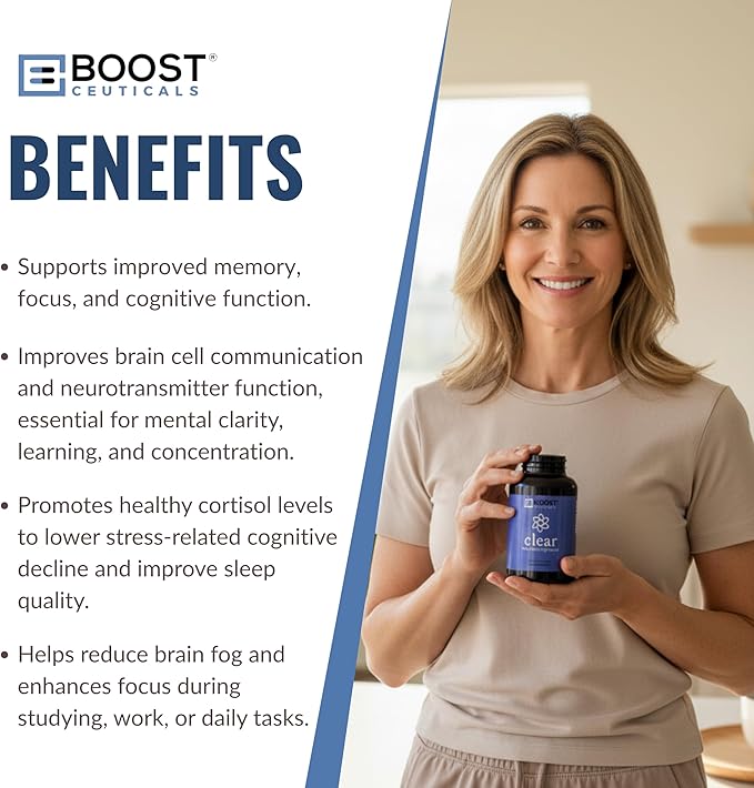 BoostCeuticals Phosphatidylserine 100mg with Ginkgo DMAE Gotu Kola - Memory, Stress & Cortisol Support, Cognitive Focus, Sleep Health, Brain Function Supplement, 90 Capsules