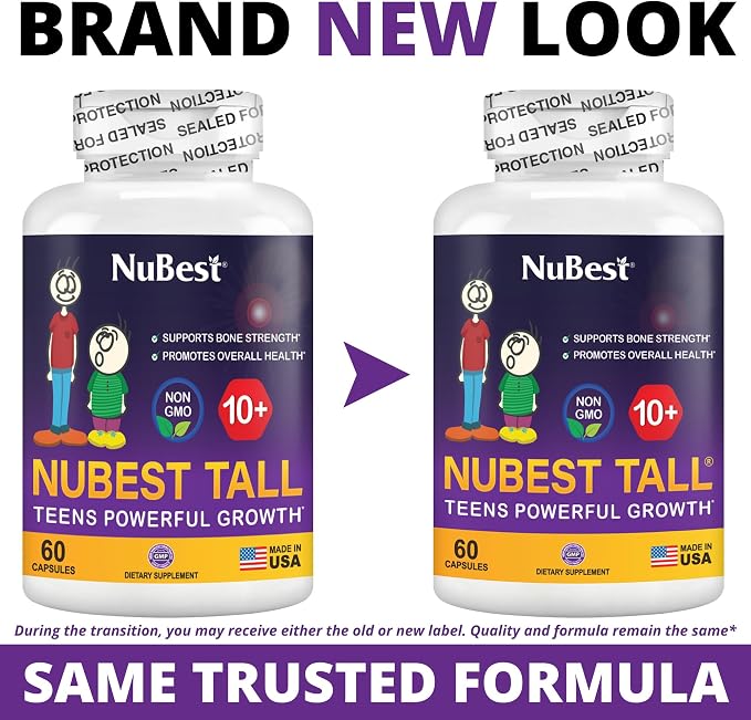 NuBest Tall 10+ Premium Bone Strength Formula, Brain Growth, Immunity and Overall Health for Age 10+ with Calcium, Vitamin D3, Vitamin K2, and Multivitamins | Pack 6