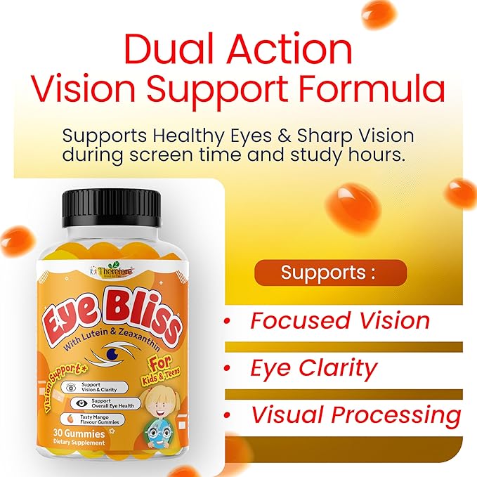 Therefore Eye Health Gummies for Kids & Teens – Lutein Zeaxanthin Vision Support Supplement – Vegan, Non-GMO – 30 Gummies
