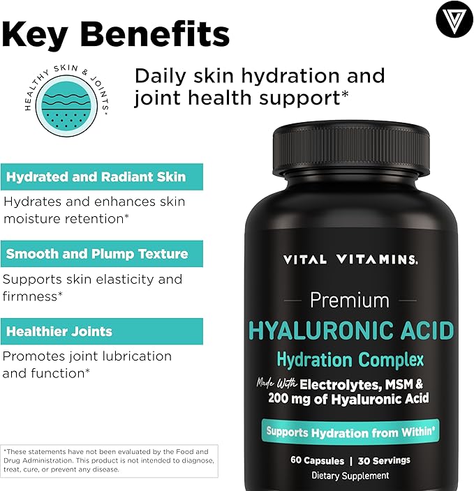 Vital Vitamins Vegan Collagen Booster 60 ct + Hyaluronic Acid Hydration Complex 60 ct