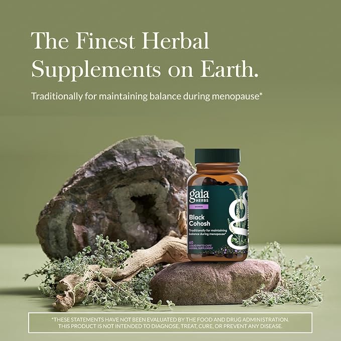 Gaia Herbs Black Cohosh - Menopause Support Supplement to Help Support Hormone Balance & Health for Women* - with Black Cohosh - 60 Vegan Liquid Phyto-Caps (60 Servings)