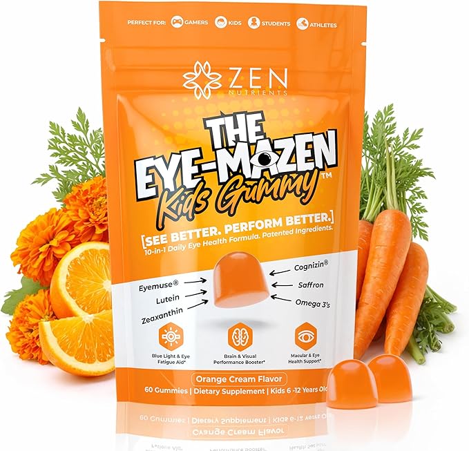 The Eye-Mazen Kids Gummy Eye Vitamins for Vision and Eye Health - Lutein and Zeaxanthin Supplements for Eyes with Omega 3 & Vitamin A - Eye Supplements for Kids