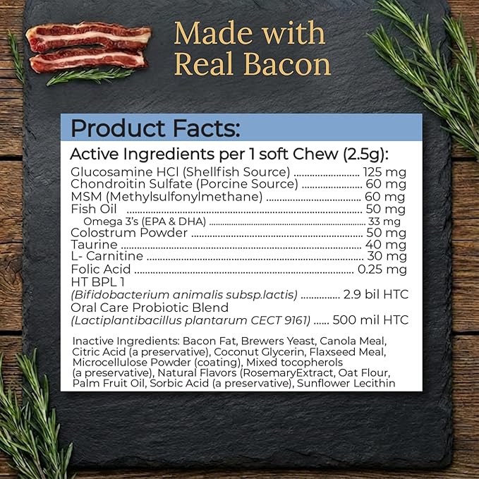 Multivitamins, Balanced Nutrition for Your Chihuahua, 90 Count, Made in The USA with Real Bacon