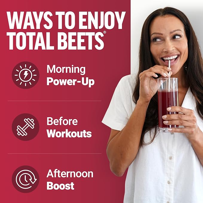Force Factor Total Beets Drink Mix Superfood Powder with Nitrates to Support Circulation, Nitric Oxide, Energy, Endurance, and Stamina, Cardiovascular Heart Health Supplement, 60 Servings, 2-Pack