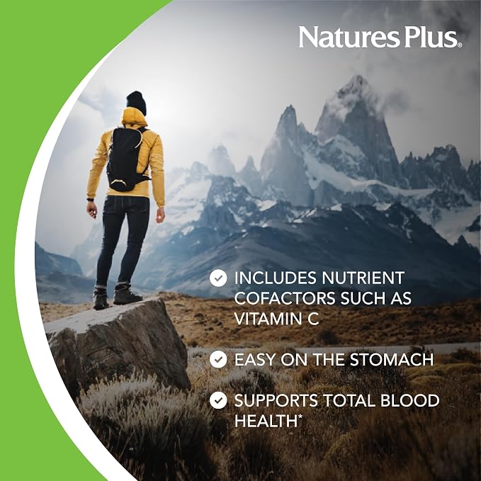 NaturesPlus Hema-Plex Iron - 60 Fast-Acting Capsules - 3 Pack - 85 mg Chelated Iron + Vitamin C & Bioflavonoids for Healthy Red Blood Cells - Vegan, Gluten Free - 90 Total Servings