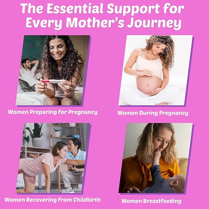 Prenatal Vitamins for Women with Methylfolate, Vegan Omega-3 DHA, Organic Food Blend, Probiotics, Iron, Vitamin D3 B6 B12, Choline, Sugar Free Multivitamin for Women During & Post Pregnancy, 120 Cts