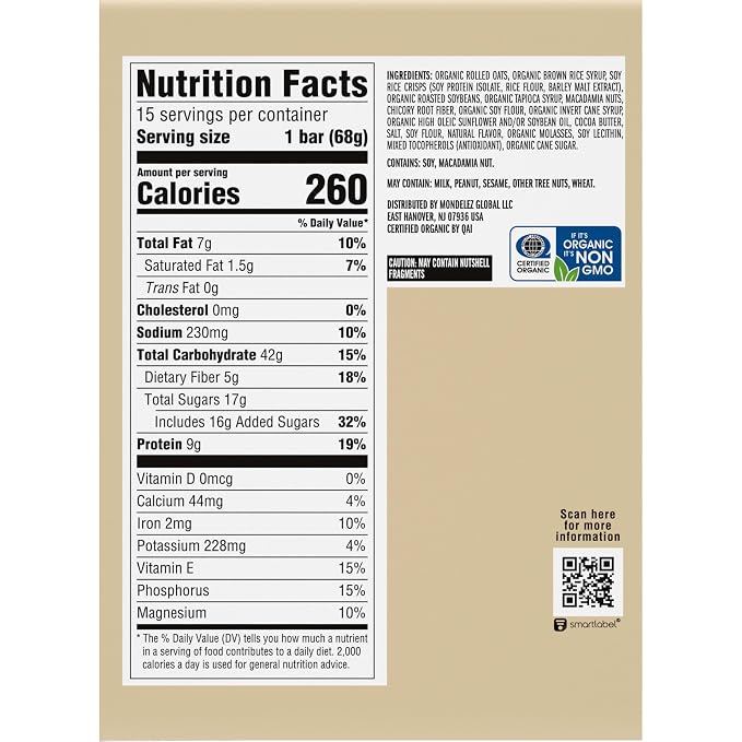CLIF BAR - Energy Protein Bars - White Chocolate Macadamia Nut - Made with Organic Oats - Energy Bars - Non-GMO - (15 Pack)