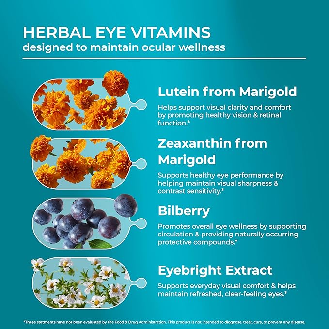 PUREHEALTH RESEARCH Complete Vision Formula - Eye Vitamins & Mineral Supplement - Lutein and Zeaxanthin Supplements for Men & Women - with Eyebright Herb, Zinc, Copper, Bilberry & More - 60 Capsules