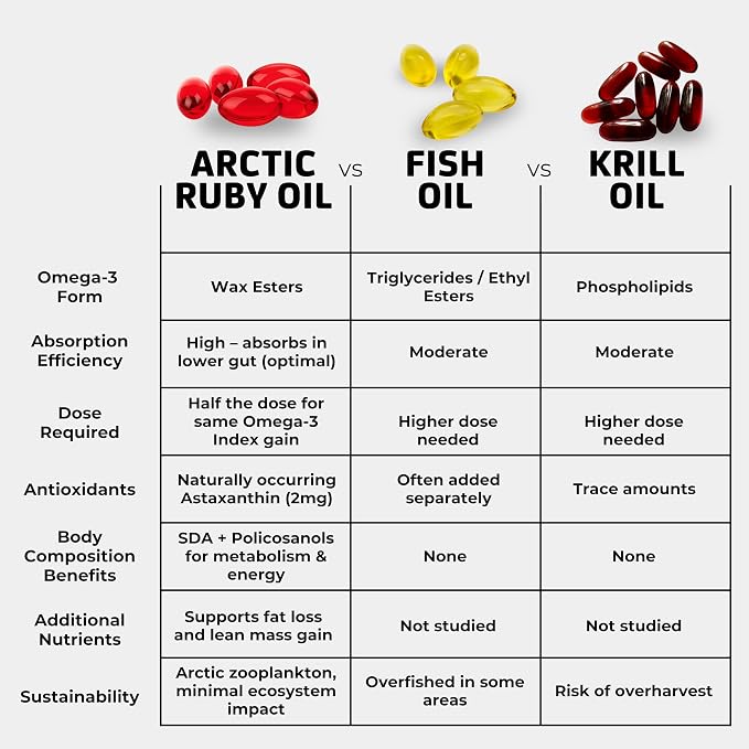 Arctic Ruby Oil - Omega 3 Supplement with Astaxanthin 2mg - Contains Essential Fatty Acids & Antioxidants - Supports Heart, Brain, Eye, Skin, Joint & Immune Health - 60 Softgels (3 Pack)