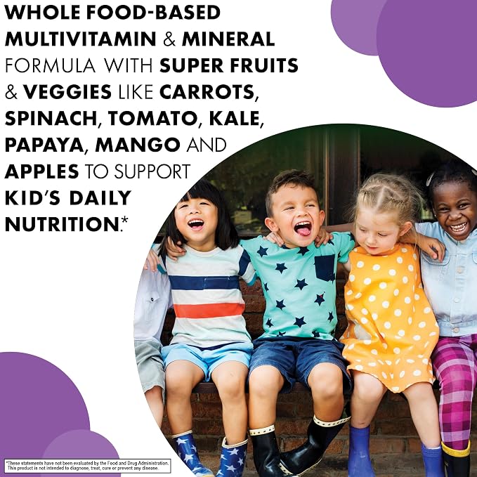 Bluebonnet Nutrition Rainforest Animalz Whole Food Based Multiple Chewable Tablets, Kids Multivitamin & Mineral, Vitamin C, D3, Iron, Gluten Free, Milk Free, Kosher, 90 Chewable Tablets, Mixed Flavors