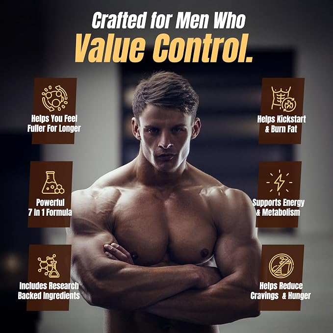 PREMIUM Male Appetite Suppressant - Weight Loss Pills, Fat Burner for Men, GLP-1 Pathway Support - Can Help Sustain Muscle While Burning Fat - Powerful Fat Burning Assistance- 60 Capusles
