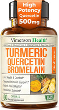 Quercetin with Bromelain Turmeric Curcumin Supplement – Allergy Relief, Immune & Joint Support – Organic Turmeric Supplement w/Bioperine for Enhanced Absorption, 60 Quercetin 500mg Capsules