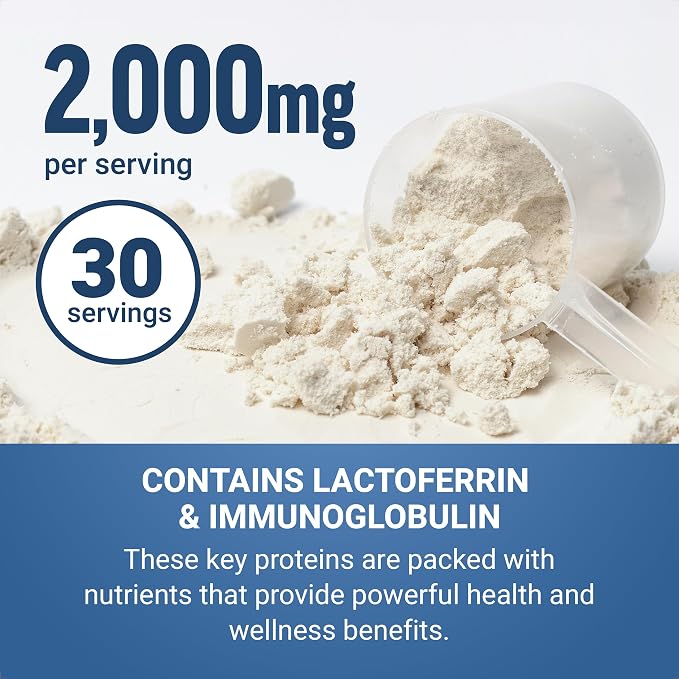 Force Factor Awesome Colostrum to Support Gut Health, Immune Function, Recovery, & More, Bovine Colostrum Supplement, Pasture-Raised, Grass Fed, Hormone Free, Naturally Unflavored, 30 Servings