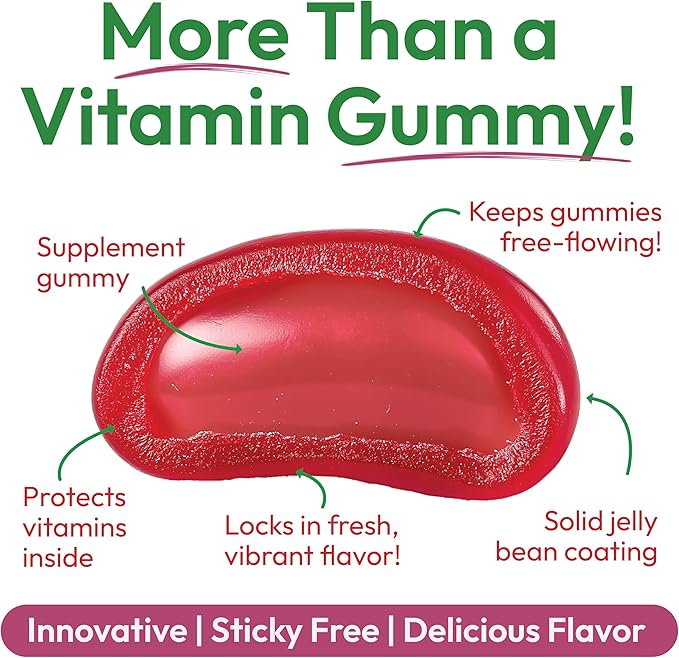 Human Beanz Biotin Jelly Bean Gummy Vitamins, Max Strength Biotin for Hair, Skin and Nails, 10,000mcg per Serving, Hair Growth Vitamins for Men and Women, 120 Strawberry Blast Jelly Beans, Kosher