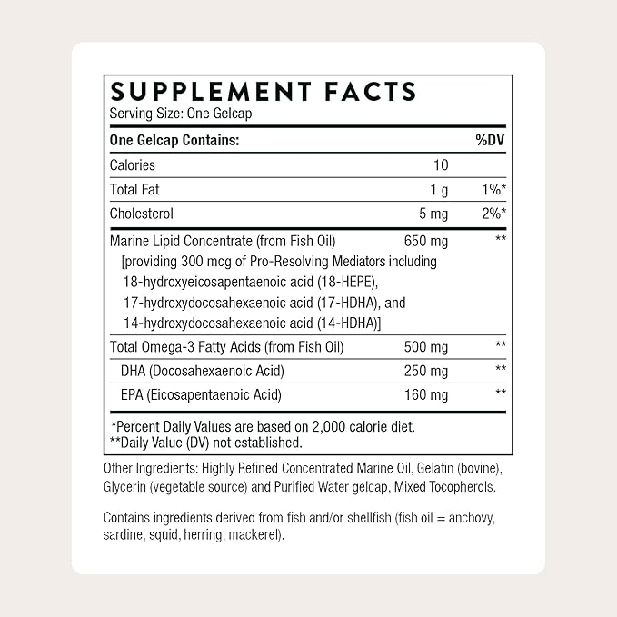 THORNE - Pro-Resolving Mediators - Combines Pre-Resolving Mediators with EPA & DHA - Supports Tissue Repair & Brain, Nerve, Cardiovascular & Immune Health* - Third-Party Certified - 60 Softgels
