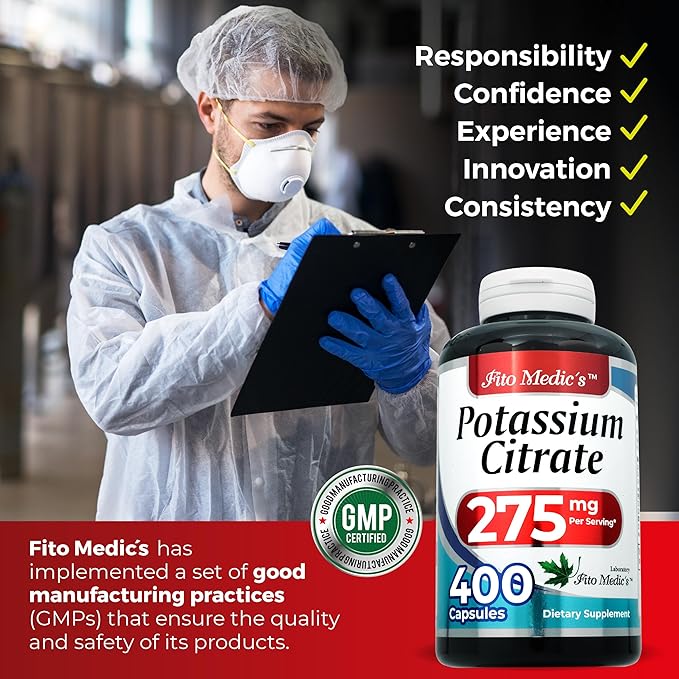 FITO Medic’S Lab Potassium Citrate Supplement, 400 Capsules, Potassium Formula