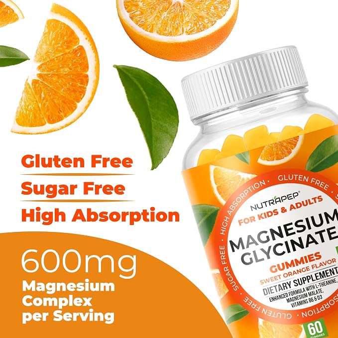 NutraPep Magnesium Glycinate Gummies for Kids & Adults Women & Men - Sugar Free Gluten Free Non-GMO Vegan Chewable Supplement