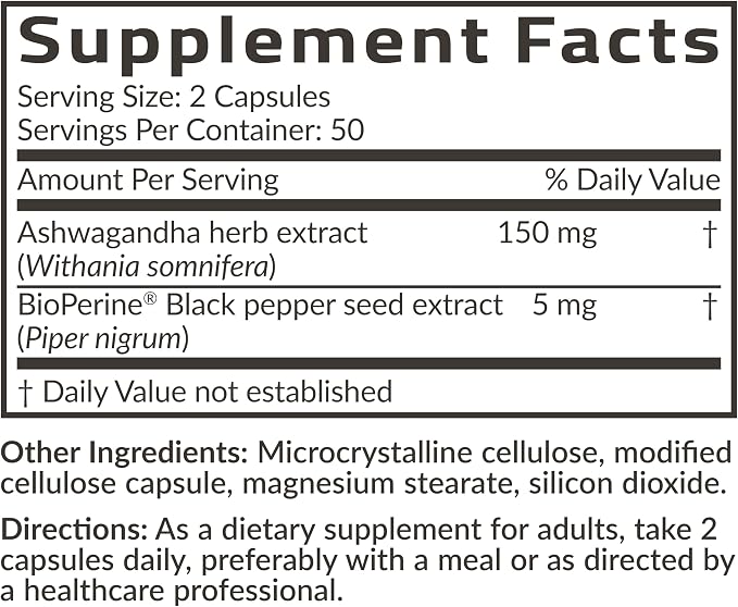 Futurebiotics Ashwagandha Extra Strength Stress & Mood Support with BioPerine - Non GMO Formula, 100 Vegetarian Capsules