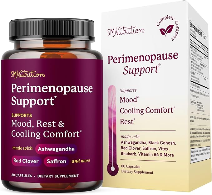 Perimenopause Support for Women Supplement | Hormone Balance, Mood, Sleep, Cycle Regularity & Cooling Support | Black Cohosh, Vitex, Saffron | Peri Menopause Supplements for Women | Non-GMO | 60 Ct