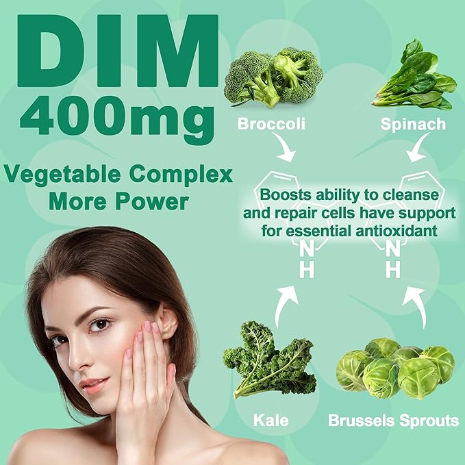 DIM Supplement Women 400mg, Estrogen Supplement for Women, Sugar Free DIM Gummies for Men & Women w/ Biotin, Flaxseed Oil, Burdock, Calendula, BioPerine for Hormone Balance, Menopause & Prostate 60Cts