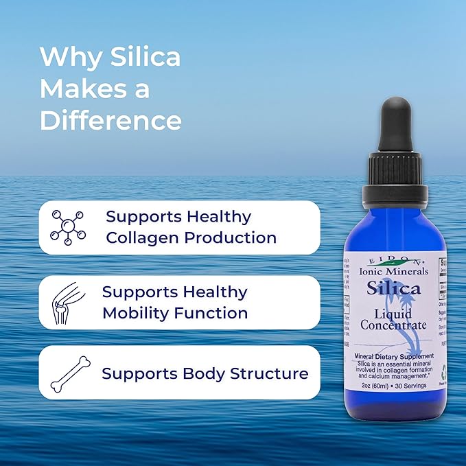 Eidon Liquid Silica Mineral Concentrate - Silica Supplement for Hair, Skin, and Nails, Supplement Drops to Support Collagen Production & Hair Loss for Women & Men, Helps Manage Calcium - 2 oz, 2 Pack