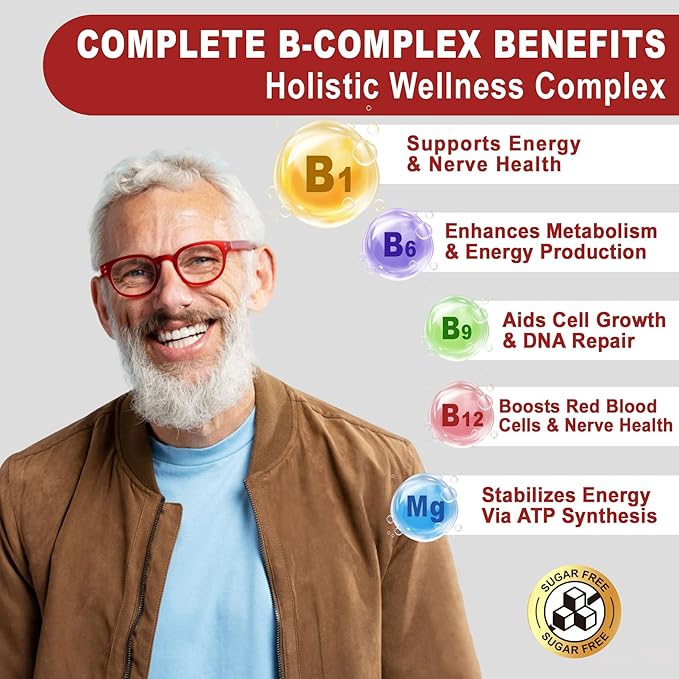 Vitamin B1(Benfotiamine) Gummies 500mg – B1 B6 B12 Vitamins with Magnesium for Energy Metabolism, Healthy Nervous System – Chewable B Complex for Adults & Kids - Vegan, Sugar Free, 60 Ct