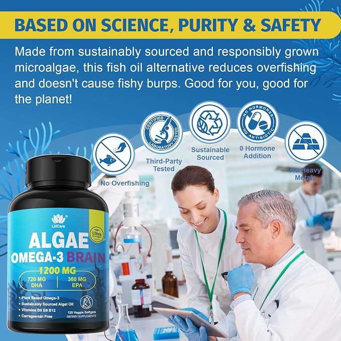 Vegan Omega 3 Supplement, 240cts Omega3 Fatty Acids Softgels, Fish Oil Alternative, Plant-Based DHA EPA, Algae Oil Omega-3 Supplement, No Fish Taste,Non GMO