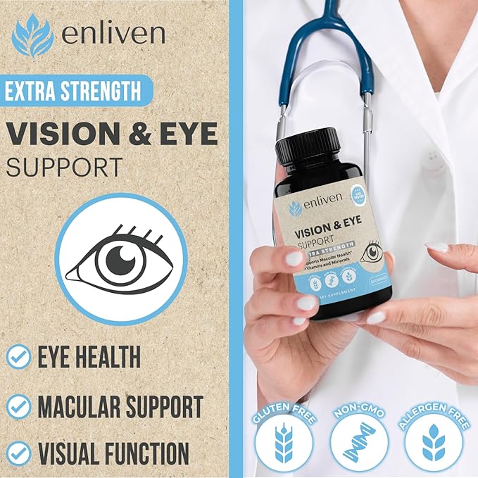Lutein and Zeaxanthin Eye Health Supplement | Vision Support with Antioxidants, Zinc, Vitamin C & E | Helps Reduce Eye Strain, Support Macular Health & Clarity | 60 Capsules | Made in USA