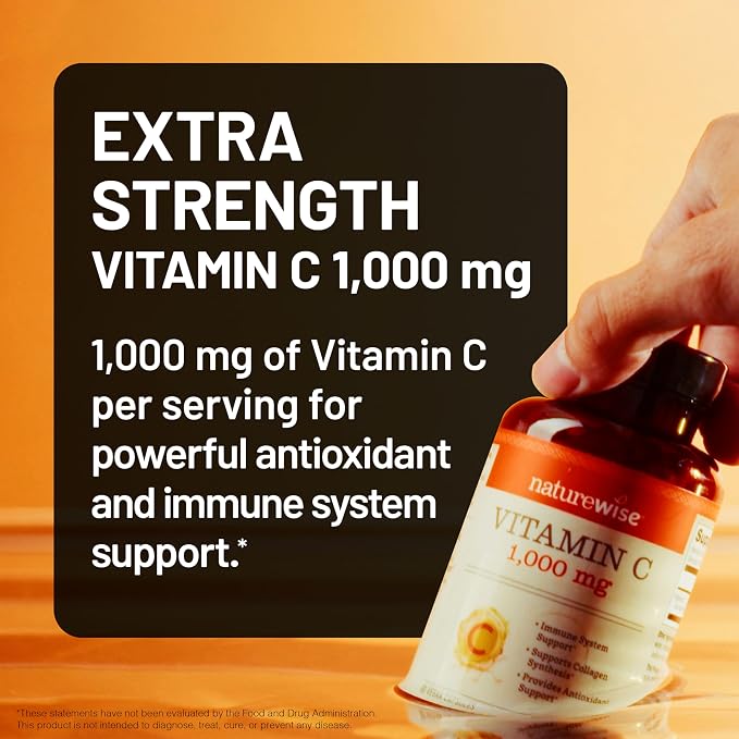 NatureWise Vitamin C 1000mg Capsules - Extra Strength Vegan Vitamin C for Daily Antioxidant & Immune Support - Non-GMO, USA Manufactured - 120 Capsules[120-Day Supply]