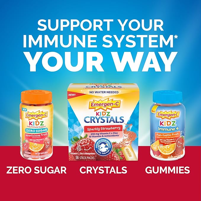 Emergen-C Kidz Vitamin C Immune Support Gummies Fun-Tastic Fruit 44CT Includes Zinc, Manganese, B Vitamins and Vitamin D for Back to School Essentials, (Pack of 2)