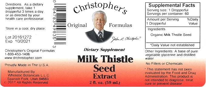 Christopher's Original Formulas Milk Thistle Seed -- 2 fl oz