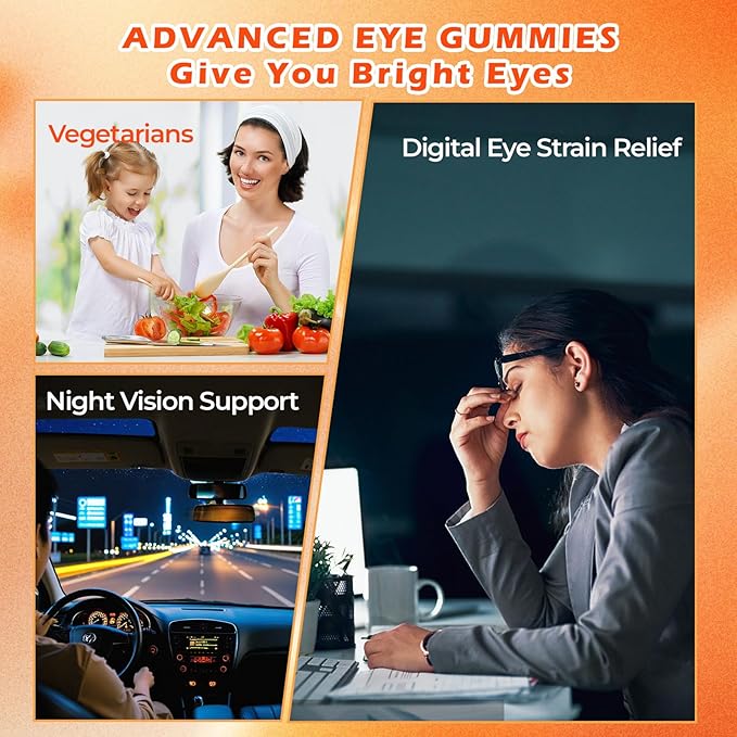 Lutein Gummies (60 Gums). Gummies for Eyes with Lutein (28.5 mg), Zeaxanthin and Vitamin A (30 Day Pack), Orange Flavor, Vegan, Non-GMO, Gluten-Free, Supports Eye Health