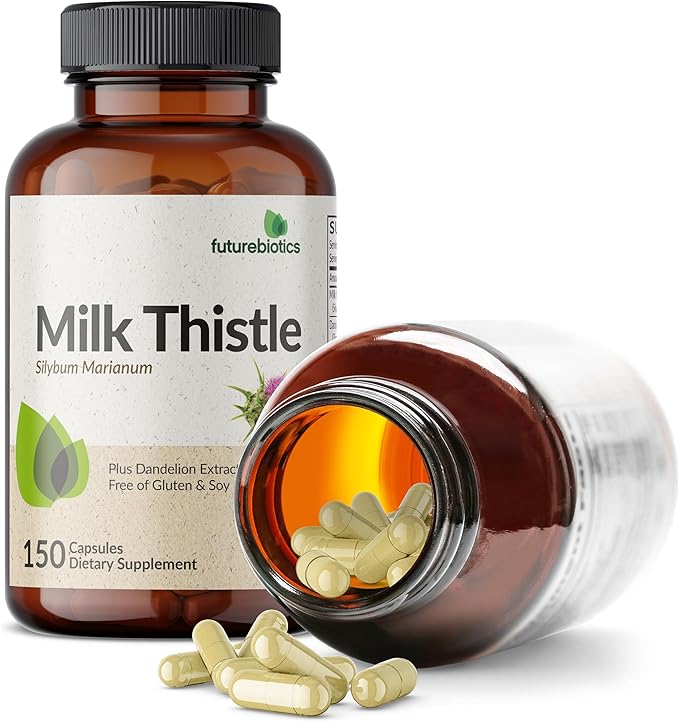 Futurebiotics Milk Thistle Silymarin Marianum & Dandelion Extract Liver Health Support, Antioxidant Support, Detox, 150 Capsules