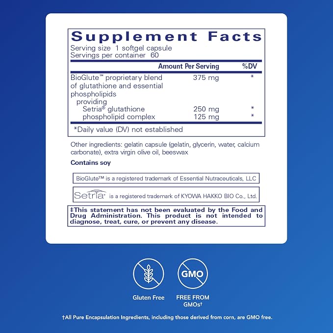 Pure Encapsulations Liposomal Glutathione - Immune Support & Liver Detox* - Antioxidant Protection - with Setria Glutathione - Non-GMO - 60 Softgel Capsules