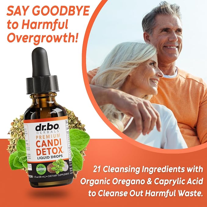 Candida Cleanse Detox for Women & Men - Organic Oregano Oil Drops, Caprylic Acid Black Walnut Wormwood Candi Support Supplement Kit - Natural Oral Anti Overgrowth Gut Balance Flora Complex Supplements