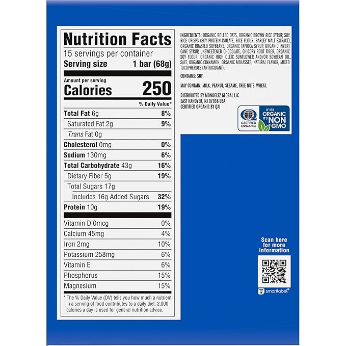 CLIF BAR - Energy Protein Bars - Chocolate Chip - Made with Organic Oats - Energy Bars - Non-GMO - 15 Count, (Pack of 4)