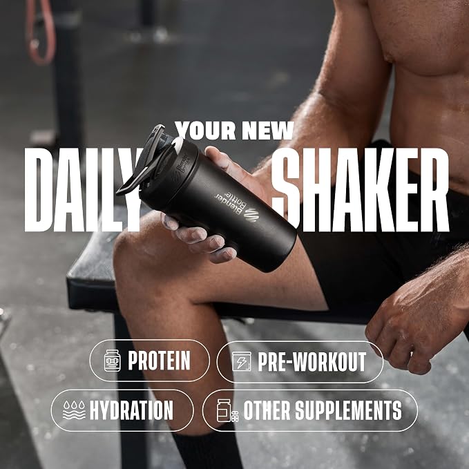 BlenderBottle Sport Insulated Stainless Steel Shaker Bottle with Wire Whisk, 24-Ounce, Mango – Protein Shakes & Hydration for Athletes & Fitness Enthusiasts, Easy Mixing, Keeps Drinks Cold, Lockable Lid