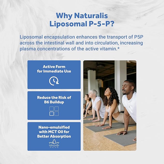 Naturalis Liposomal P-5-P 50mg Activated Vitamin B6 Nano-Emulsified in MCT Oil for Better Absorption | Non-GMO and Soy Free | Support Energy Metabolism and Neurological Function | 180 Softgels