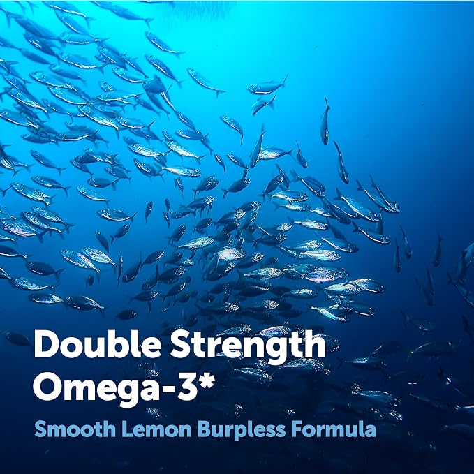 Micro Ingredients Omega 3 Fish Oil Supplements 3,000mg Per Serving, 120 Softgels | Lemon Flavored – Burpless | EPA 540mg + DHA 360mg | Deep Sea Fish