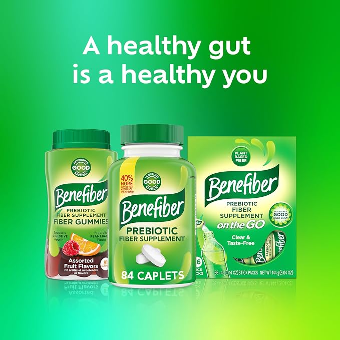 Benefiber Prebiotic GLP-1 Friendly Fiber Supplement Caplets, 84 Count
