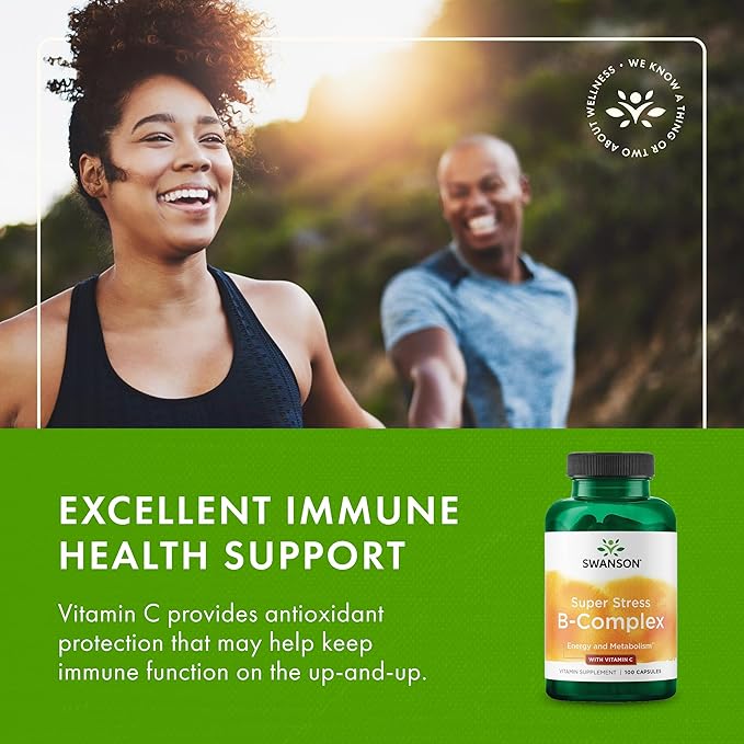 Swanson Super Stress B-Complex with Vitamin C for Stress-Prone Professionals Seeking Energy and Immune Support (100 Capsules)