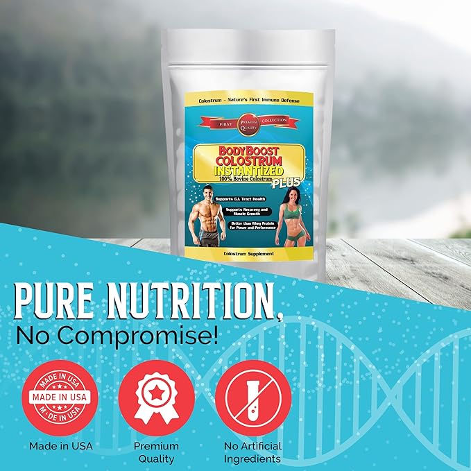 BodyBoost Colostrum Instantized, 99.5% Bovine Colostrum Powder, Immune Booster Supplement with Immunoglobulin & Lactoferrin, Grass Fed Colostrum, Food for Gut Health, Diverse Intake, 8 oz